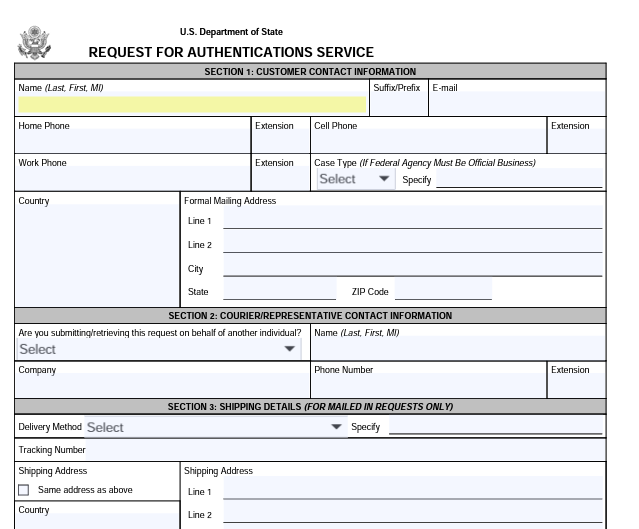 formulario de apostille de documento en USA